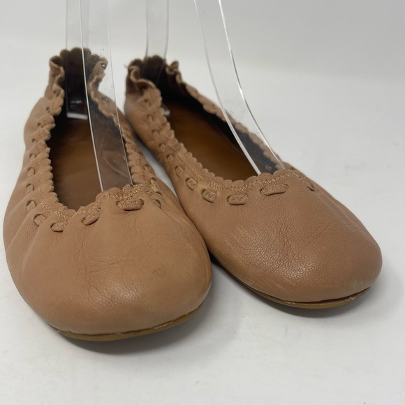 See by Chloe Jane Biscotti Nude Scalloped Leather Ballet Flats - Picture 3 of 8